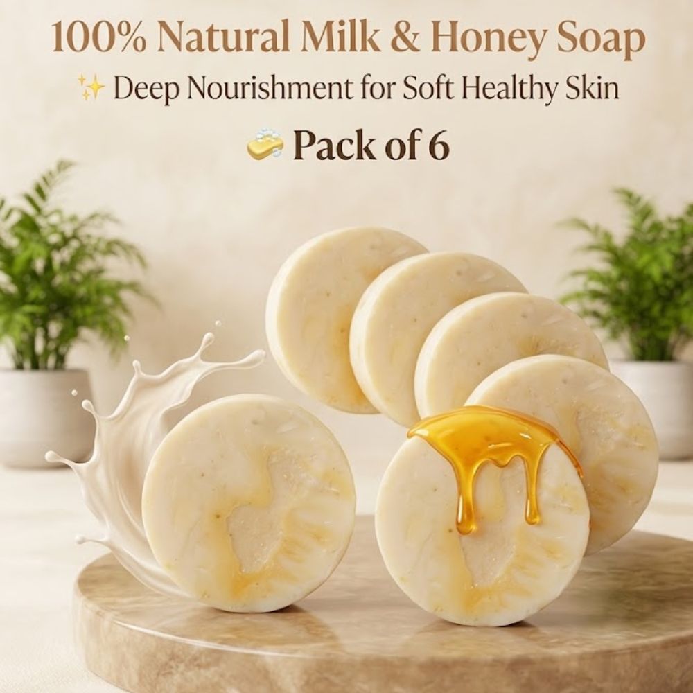 100% Natural Soap (Milk and Honey) Pack of 6